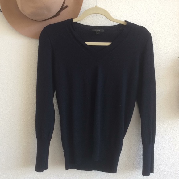 J. Crew Merino 100% Merino Navy Blue Sweater - Picture 2 of 4